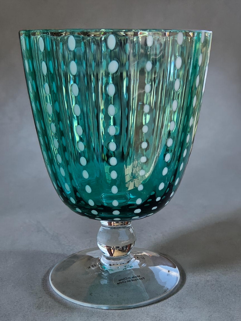 Anthropologie Teal & Amber Glassware Set of 4 | Two-Tone Mid Century Modern - Picture 4 of 7